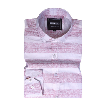 Men's Premium Formal Full Sleeve Pink Striped Shirt By Cotton Thread (STR-001)