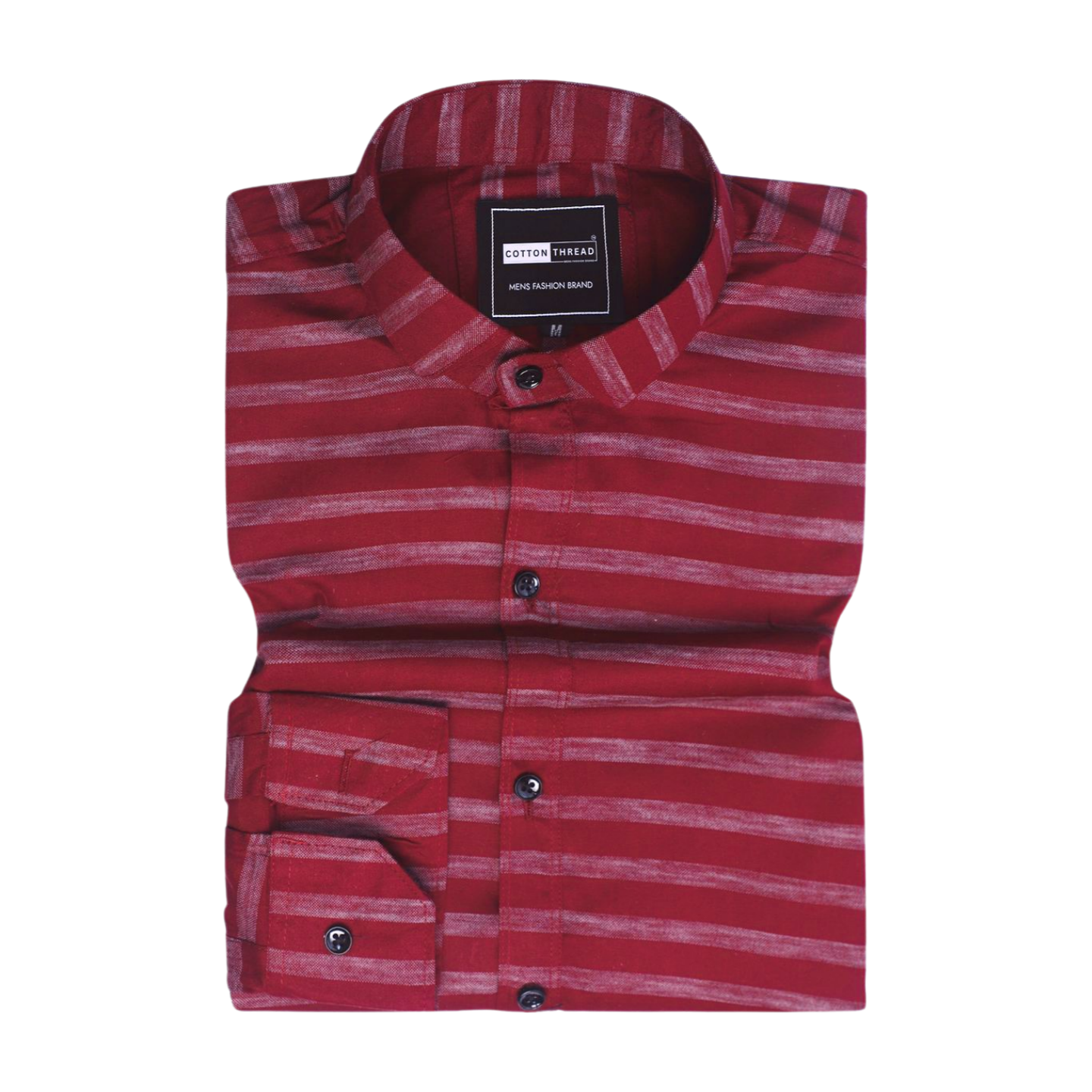 Men's Premium Formal Full Sleeve Maroon Striped Shirt By Cotton Thread (STR-004)