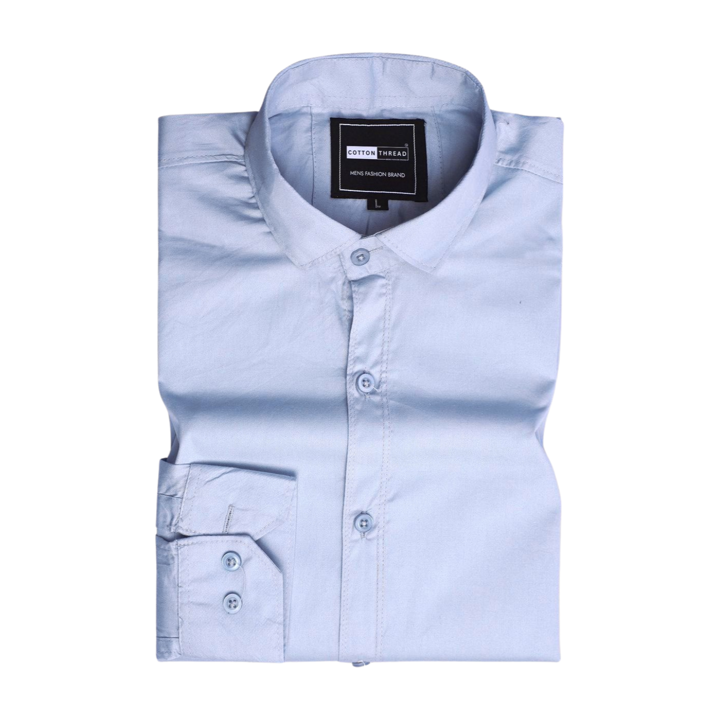 Men's Premium Formal Cotton Full Sleeve Grey Solid Shirt By Cotton Thread (PLN-005)