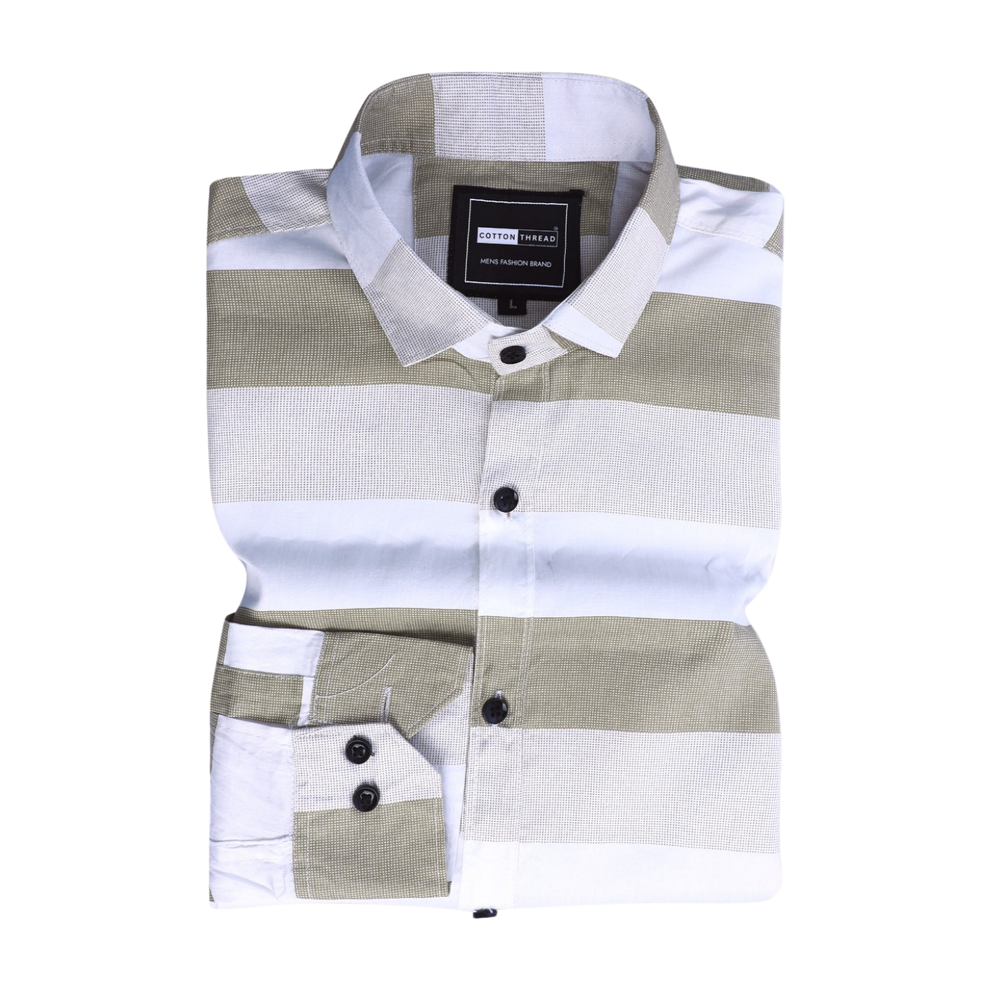 Men's Premium Formal Full Sleeve Grey White Striped Shirt By Cotton Thread (STR-019)