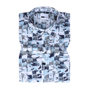 Men's Premium Cotton Full Sleeve Sky Blue Grey Pixel Printed By Cotton Thread  (PRT-047)