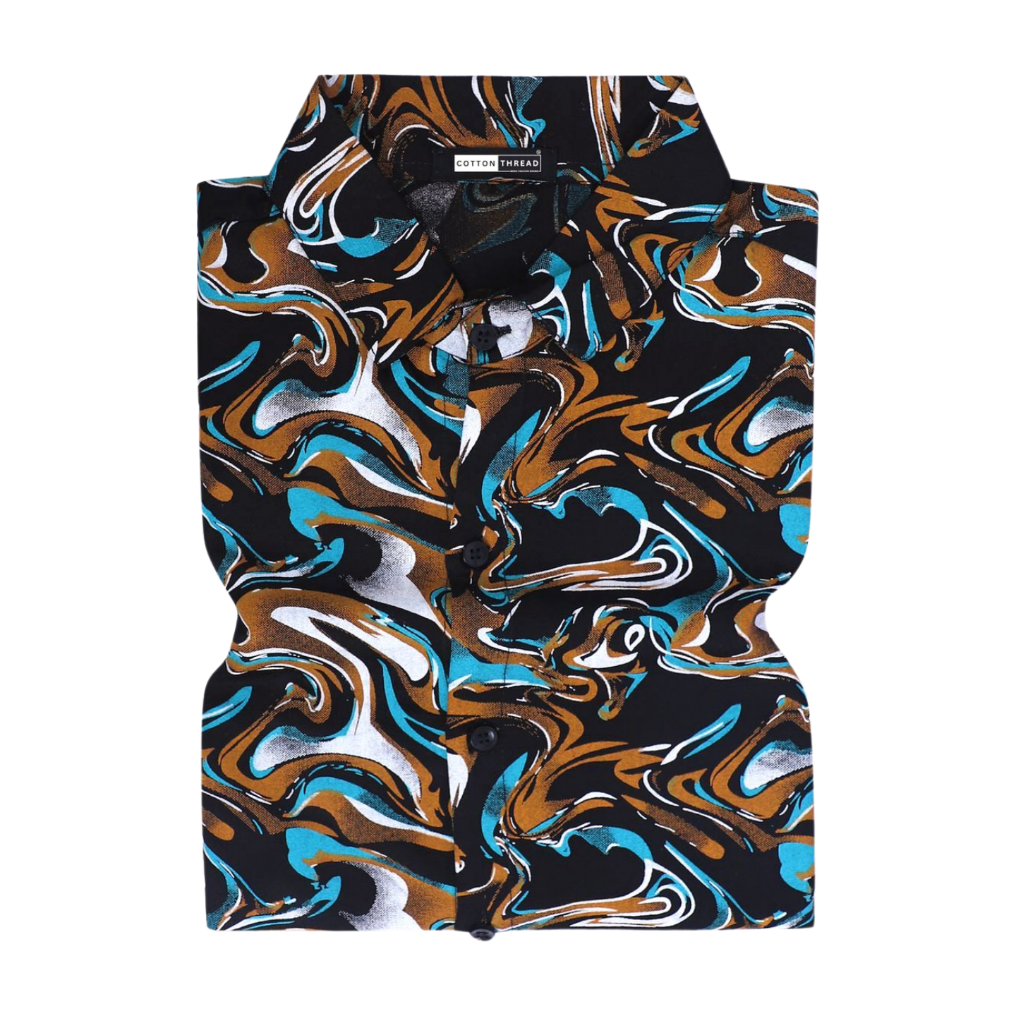 Men's Premium Cotton Half Sleeve Multicolored Swirly Printed Shirt By Cotton Thread (PRT-087)