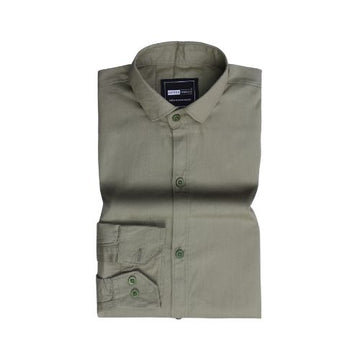 Men's Premium Formal Cotton Full Sleeve Grey Solid Shirt By Cotton Thread (PLN-017)