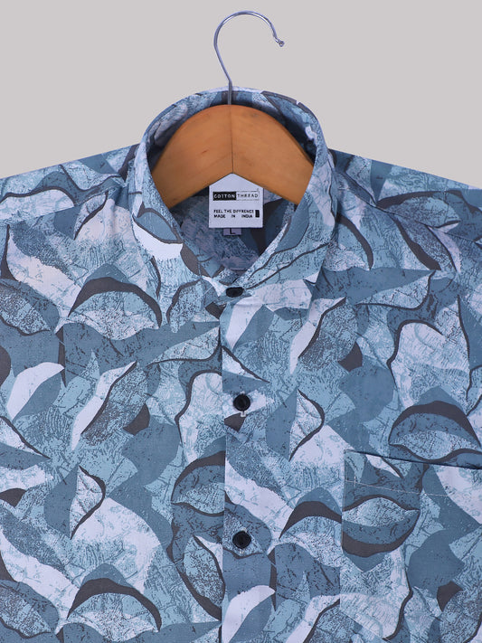 Men's Premium Cotton Full Sleeve Sky Blue Printed By Cotton Thread  (PRT-051)