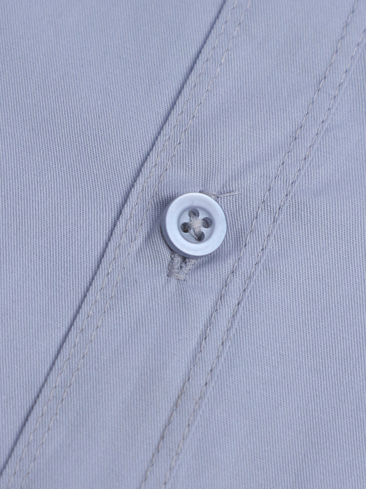 Men's Premium Formal Cotton Full Sleeve Grey Solid Shirt By Cotton Thread (PLN-005)