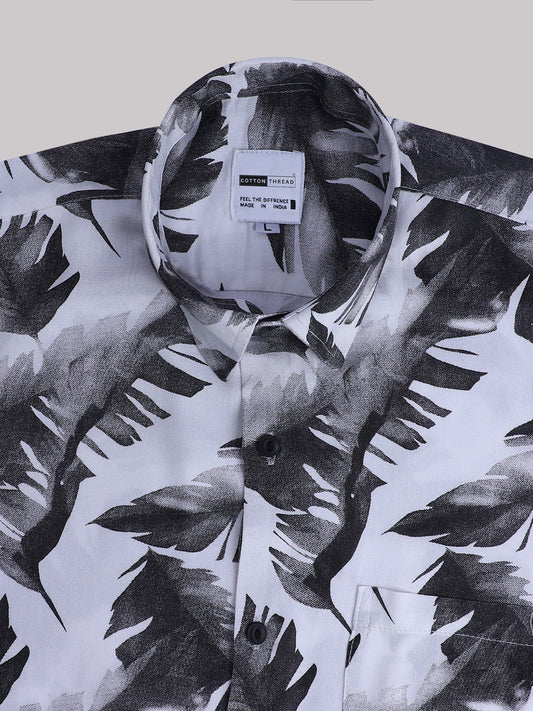Men's Premium Cotton Full Sleeve Black Animal Printed Shirt By Cotton Thread (PRT-054)