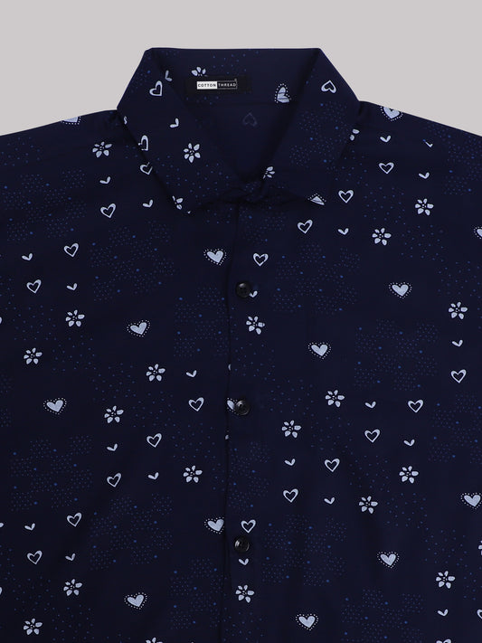 Men's Premium Cotton Half Sleeve Black Heart Printed Shirt By Cotton Thread (PRT-082)