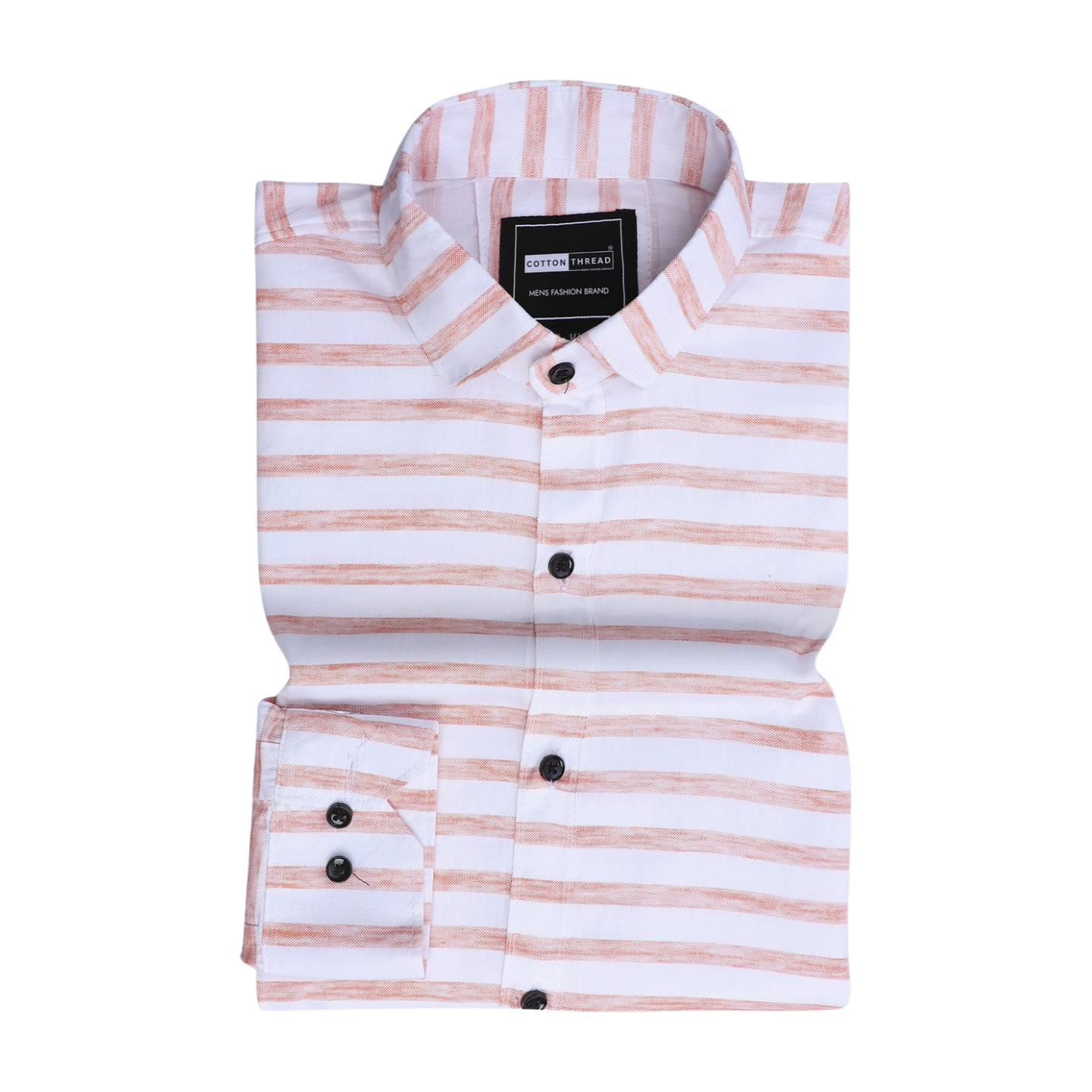 Men's Premium Formal Full Sleeve Pink Striped Shirt By Cotton Thread (STR-002)