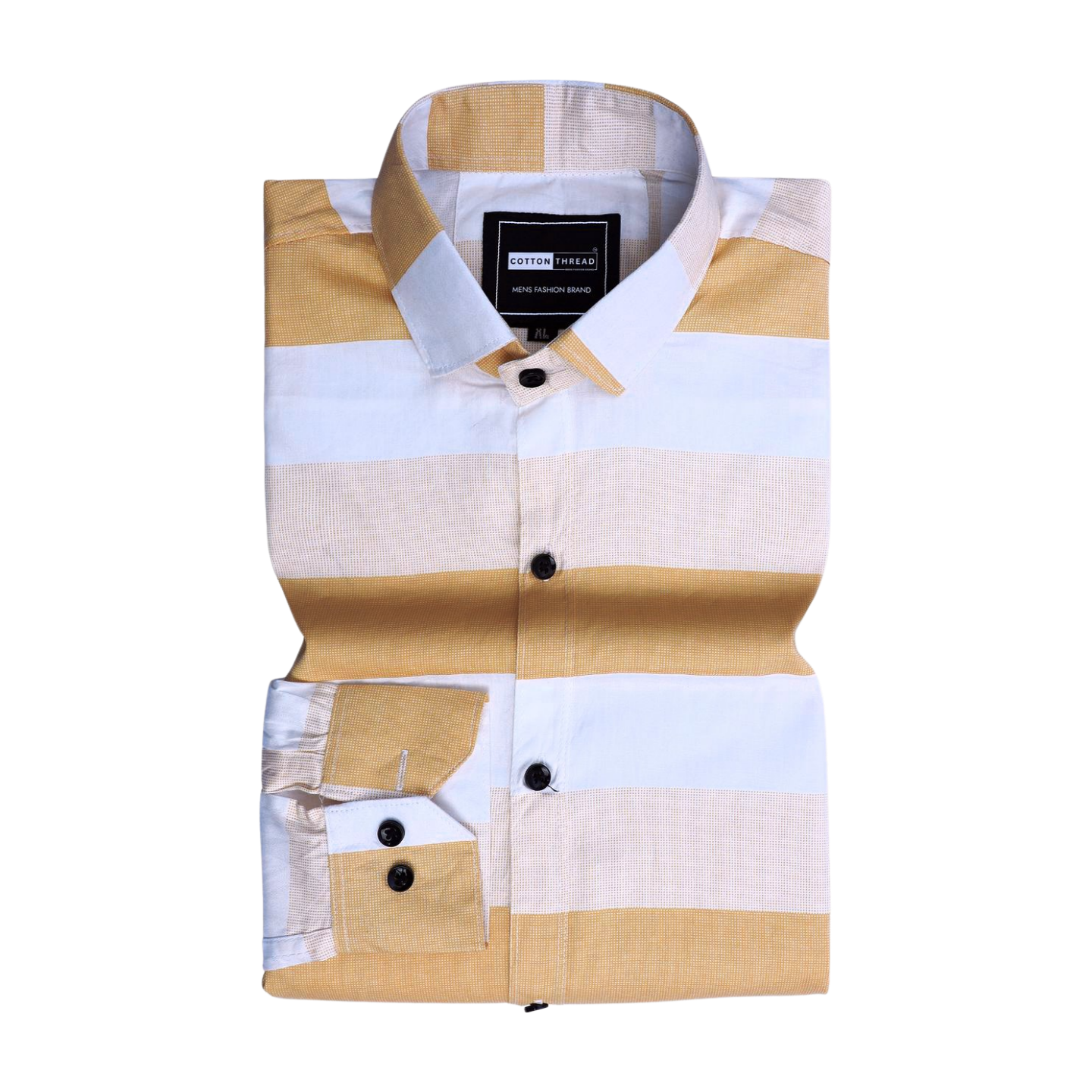 Men's Premium Formal Full Sleeve Orange Striped Shirt By Cotton Thread (STR-016)