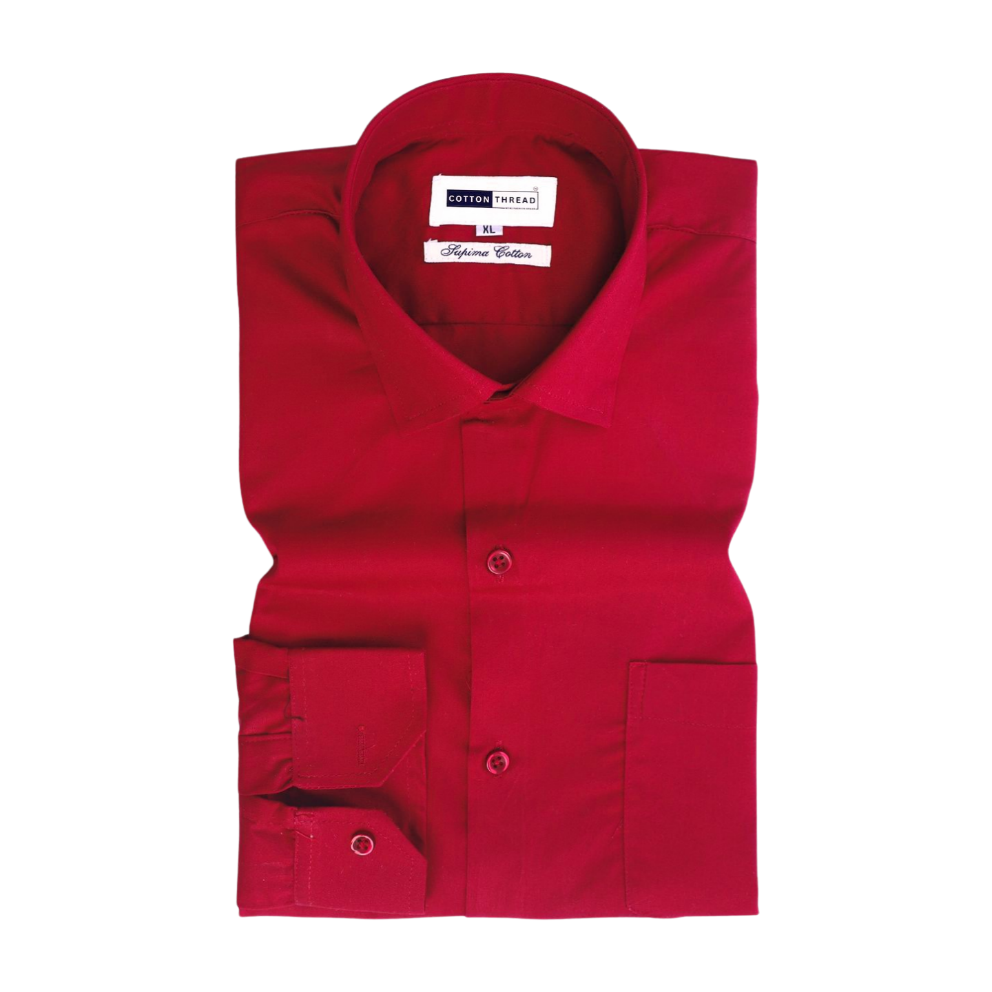 Men's Premium Formal Cotton Full Sleeve Maroon Solid Shirt By Cotton Thread (PLN-026)