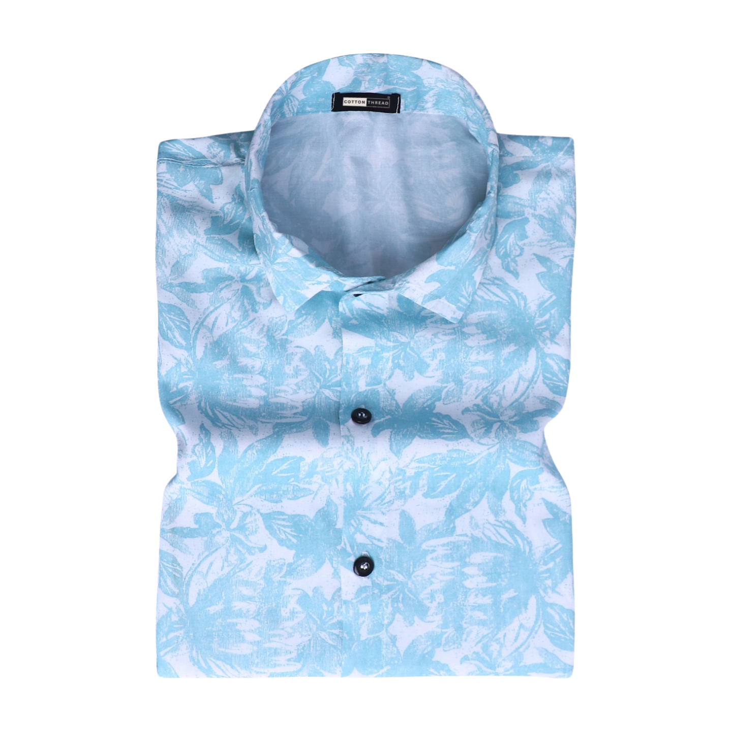 Men's Premium Cotton Full Sleeve Sky Blue Floral Printed By Cotton Thread  (PRT-056)