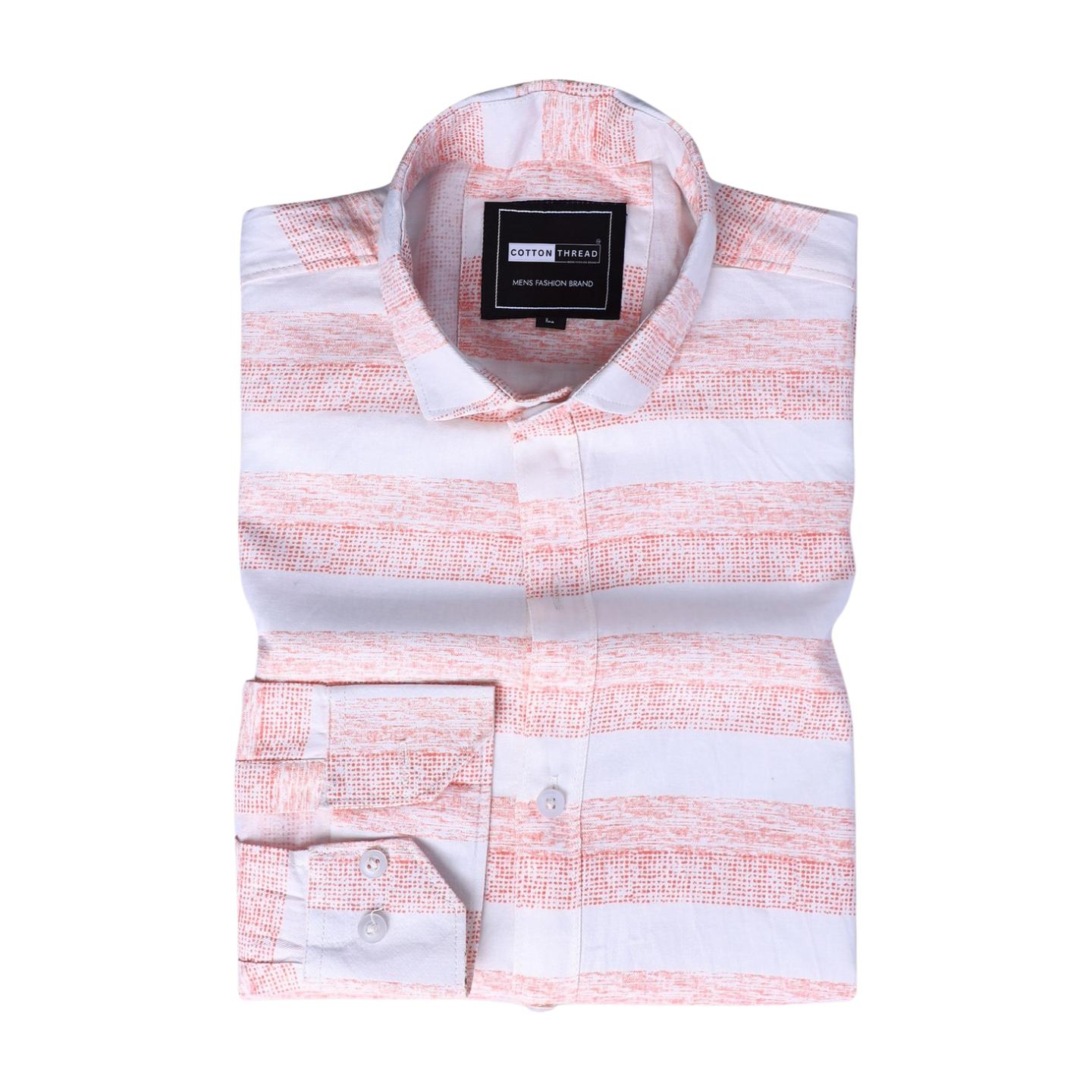Men's Premium Formal Full Sleeve Pink Striped Shirt By Cotton Thread (STR-062)